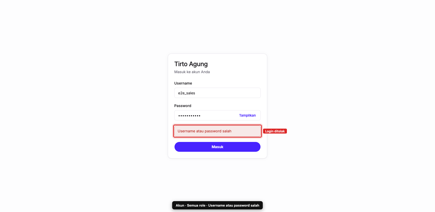 Login gagal