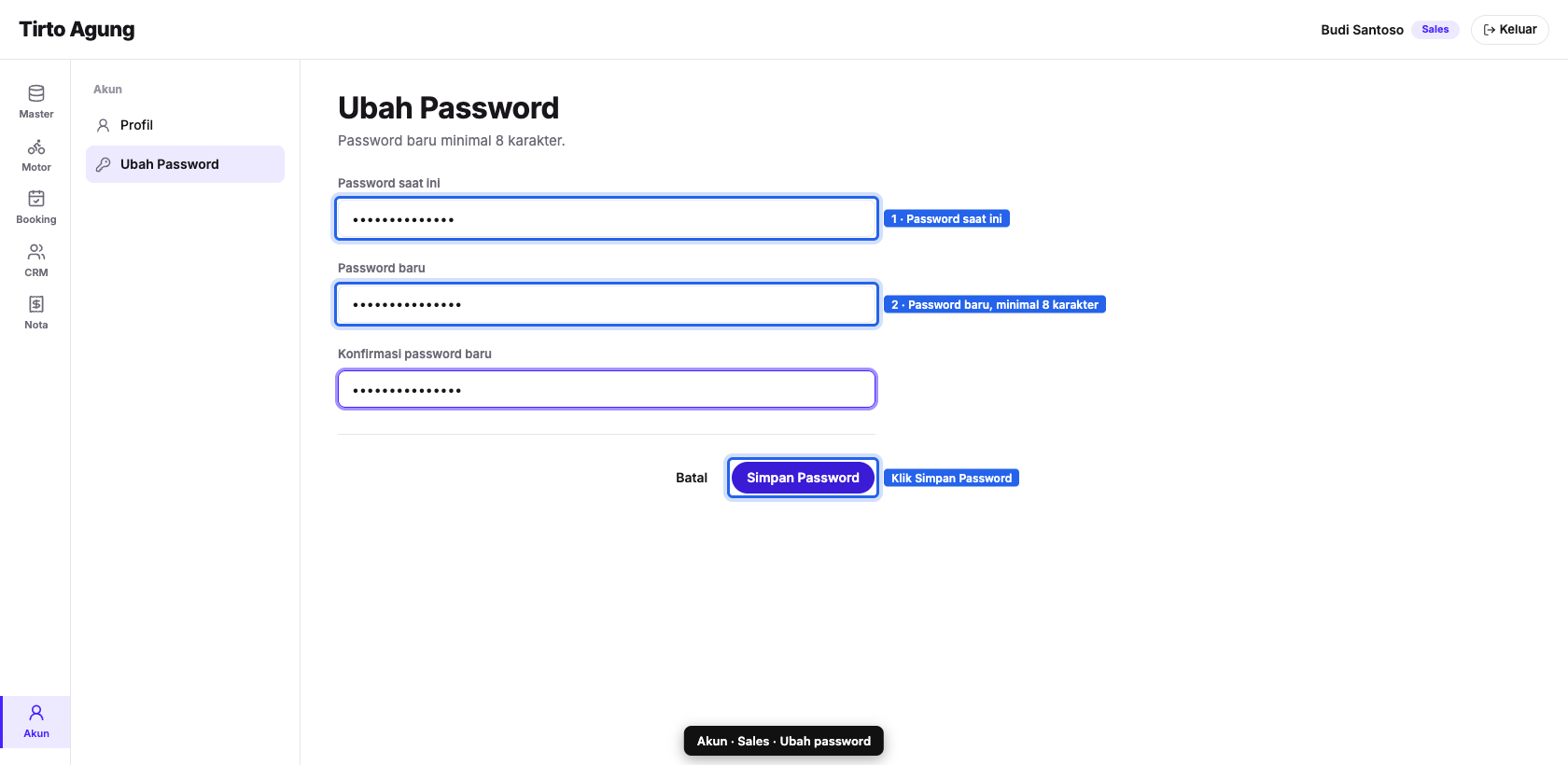 Form ubah password