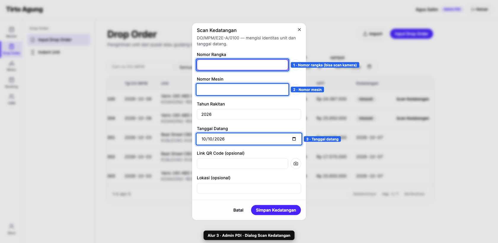 Dialog scan kosong