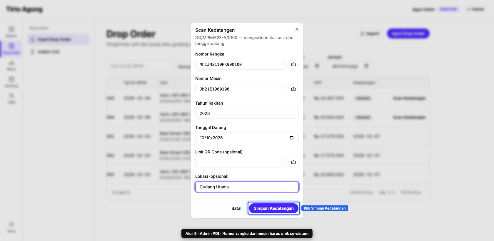 Dialog scan terisi