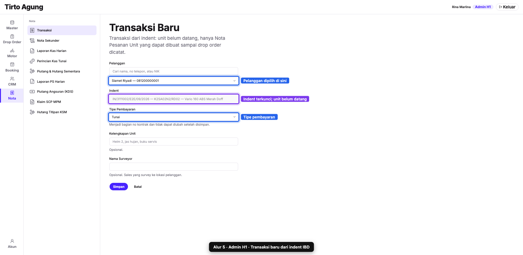 Transaksi baru dari IBD