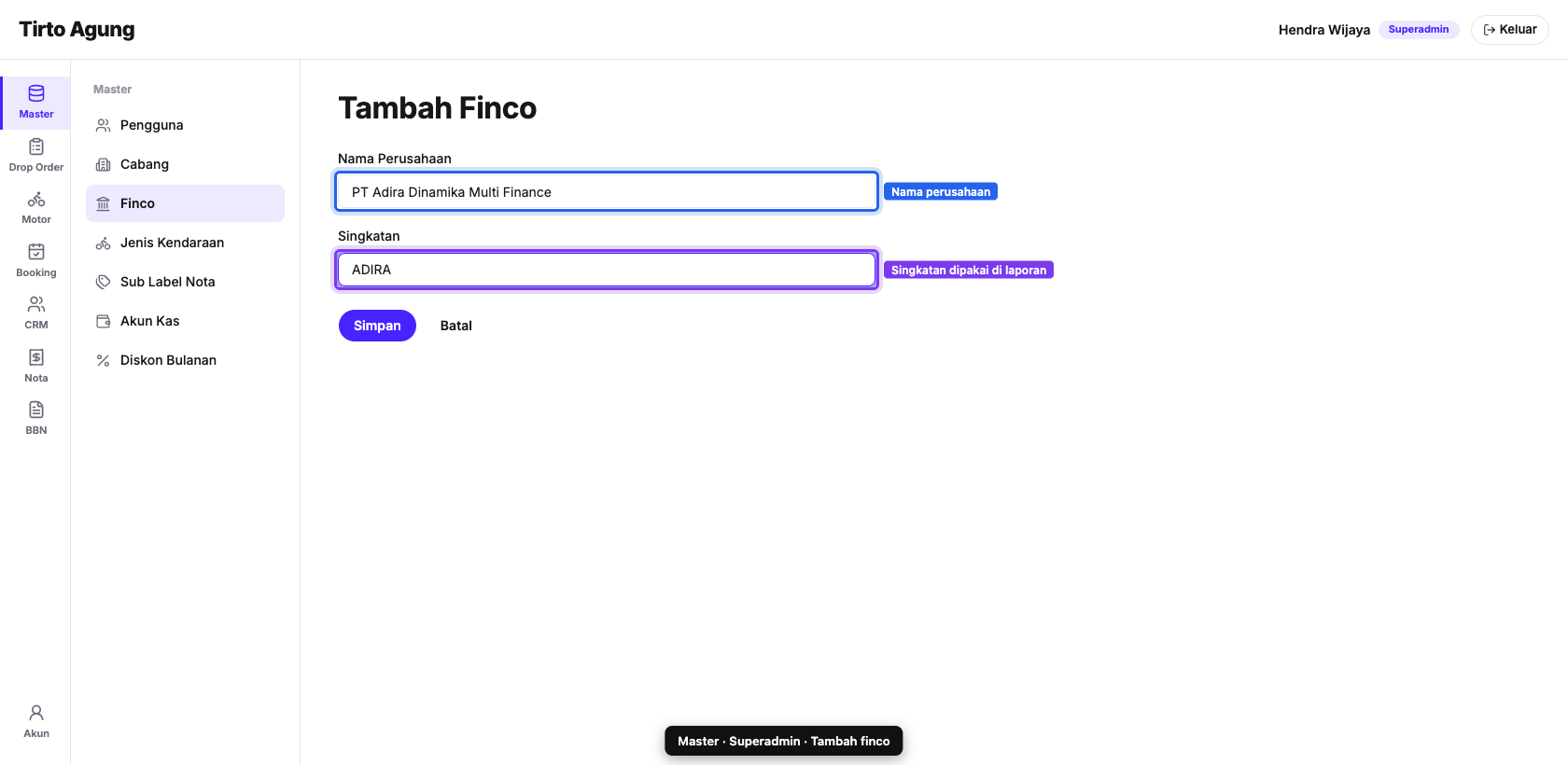 Form finco