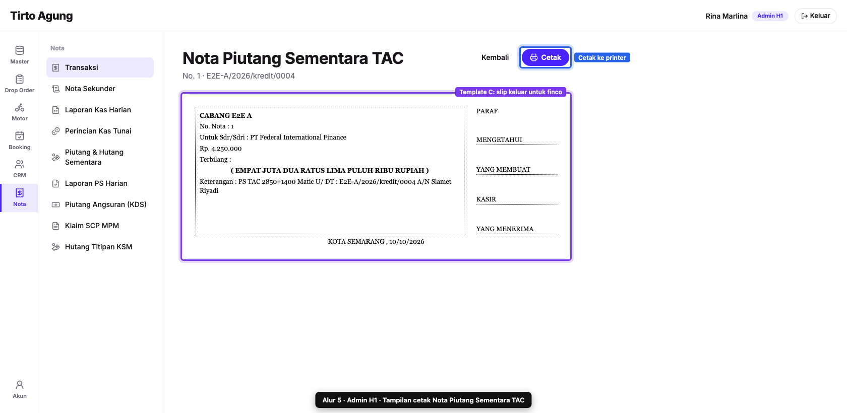 Cetak PS TAC