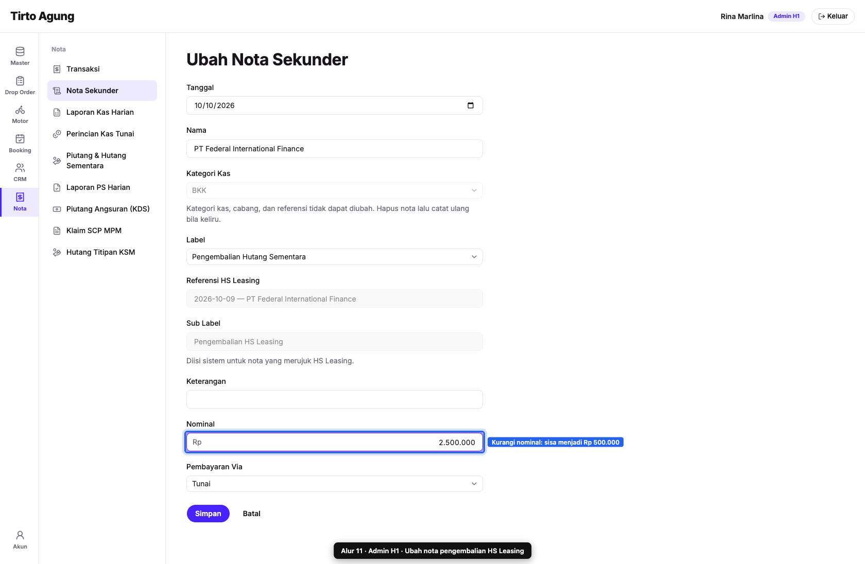 Ubah tahap 2