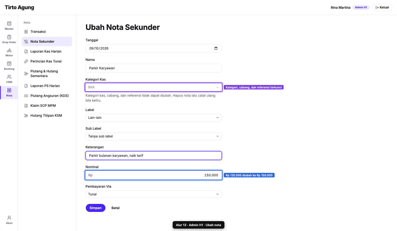 Form ubah
